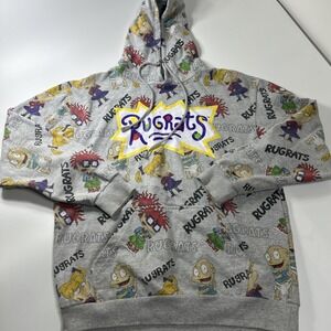 Nickelodeon Rugrats Hoodie Sweatshirt Gray Size: Women's MED